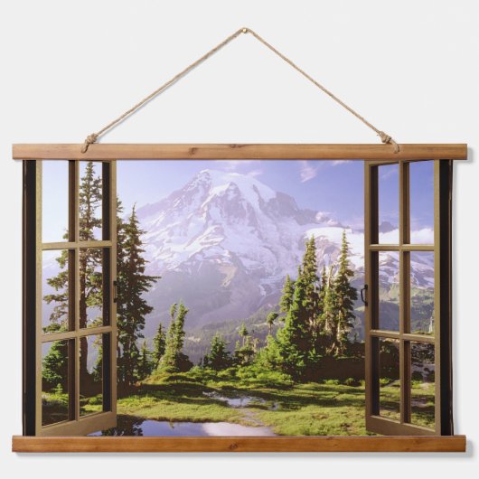 Open Venster op Mt. Rainier Hangend Wandkleed (Voorkant)