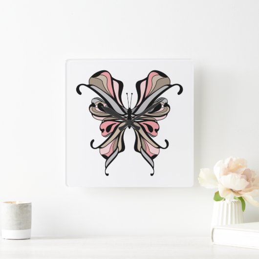 Open vlinder vierkante klok (Huis)