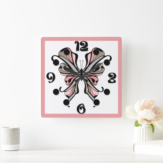 Open vlinder vierkante klok (Huis)