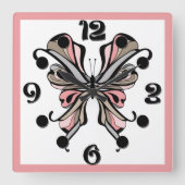 Open vlinder vierkante klok (Voorkant)