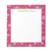 Open Vloerroze op donkerroze Notitieblok (Voorkant)