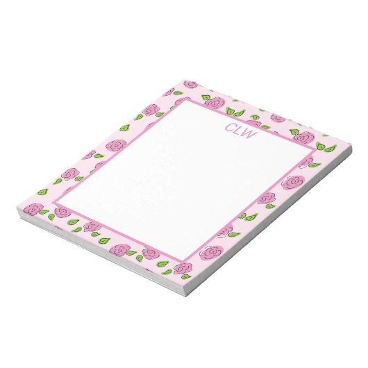 Open Vloerroze op lichtroze Notitieblok (Linkerzijde)