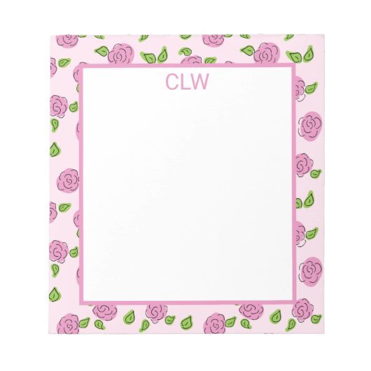 Open Vloerroze op lichtroze Notitieblok (Voorkant)