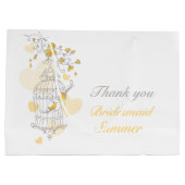 Open vogelkooi geel grijs bruiloft gunstzak groot cadeauzakje (Achterkant)