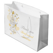 Open vogelkooi geel grijs bruiloft gunstzak groot cadeauzakje (Achterkant Gekanteld)