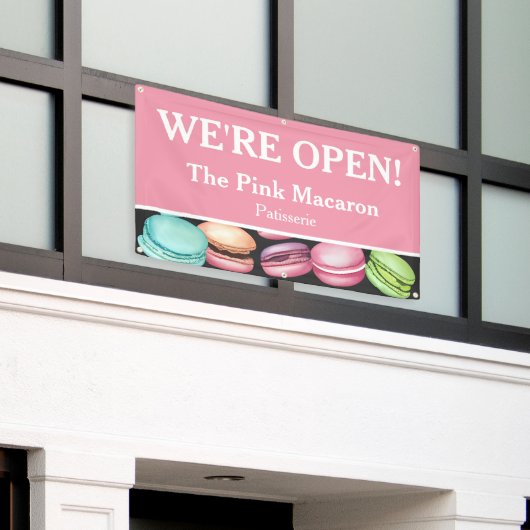 Open voor Bedrijven | Macaron French Patisserie Pi Spandoek (Buitenkant Gebouw)