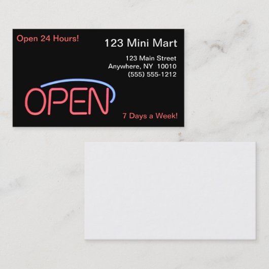 Open voor bedrijven visitekaartje (Voorkant / Achterkant)