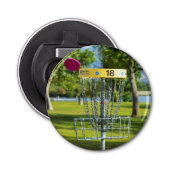 Open voor flesje met magneetschijfgolf button flesopener (Voorkant)