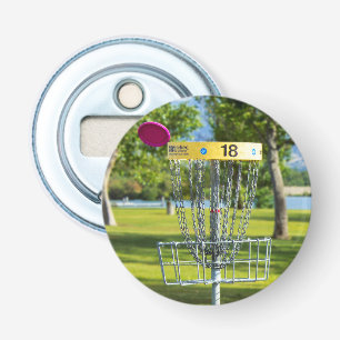 Open voor flesje met magneetschijfgolf button flesopener