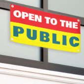 Open voor het publiek evenement spandoek (Buitenkant Gebouw)
