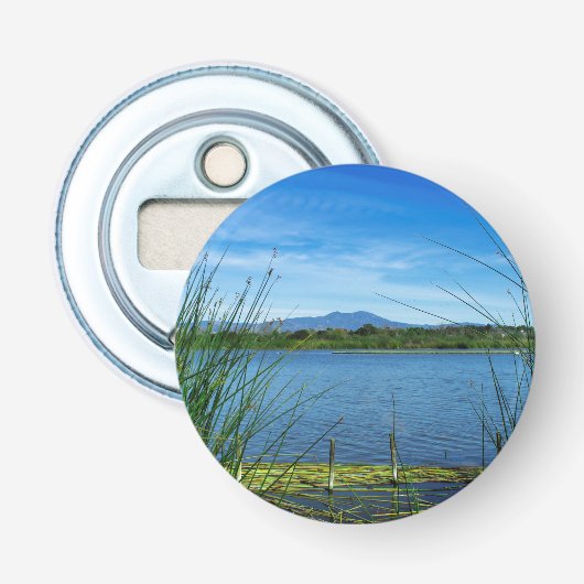 Open voor magnetic Blue Lake Bottle Button Flesopener (Voorkant)