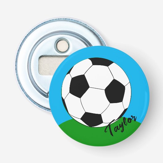 Open voor voetbalfans Monogrammed/Football party Button Flesopener (Voorkant)
