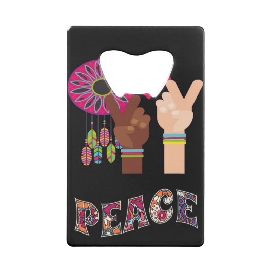 Open voor vredesflesje creditkaart flessenopener (Achterkant)