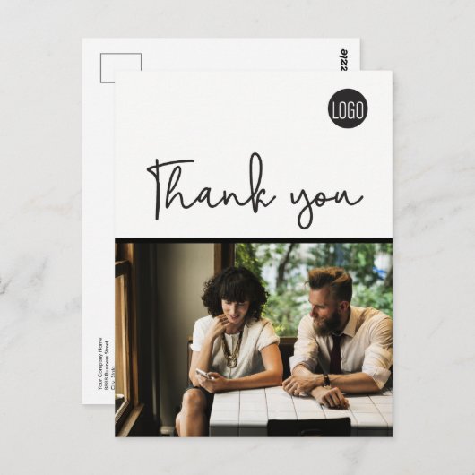 Open voor zakelijk gebruik Uw Logo Dank u Briefkaart (Voorkant / Achterkant)