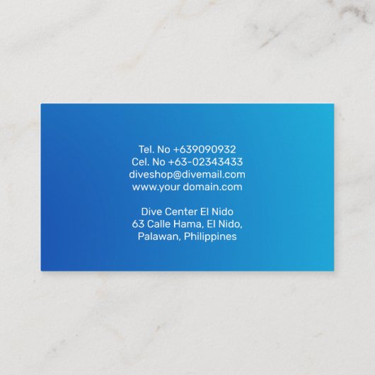 Open Water Diving Instructor Blue Ocean Gradient Visitekaartje (Achterkant)