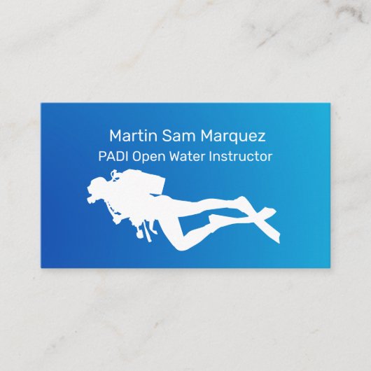 Open Water Diving Instructor Blue Ocean Gradient Visitekaartje (Voorkant)