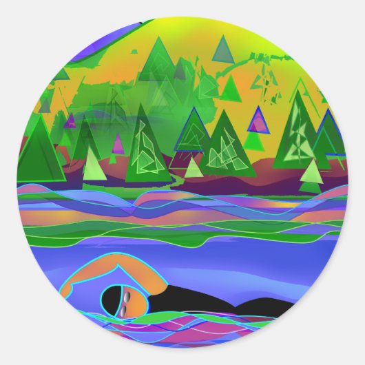 Open Water Solo Ronde Sticker (Voorkant)