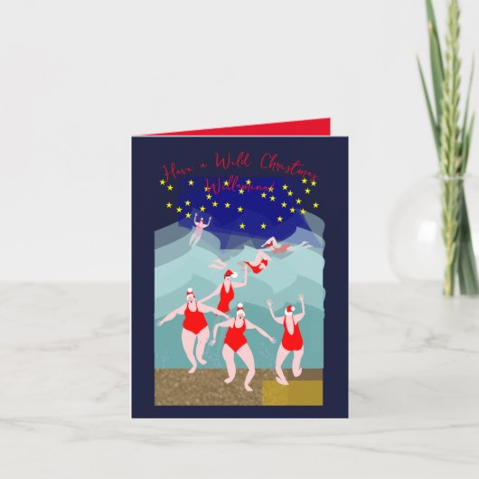 Open water Zwemmen Kerstmis Kaart (Voorkant)