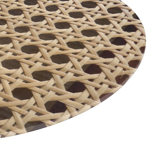 Open Weave Rattan Cane Glass Choping Board Snijplank (Hoek)