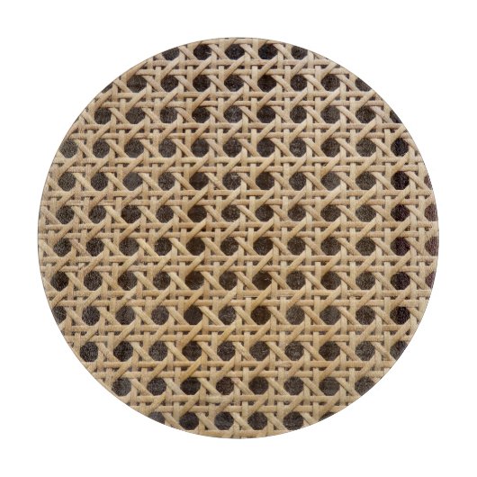 Open Weave Rattan Cane Glass Choping Board Snijplank (Voorkant)