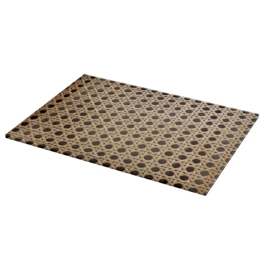 Open Weave Rattan Cane Glass Choping Board Snijplank (Hoek)