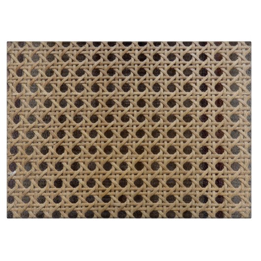 Open Weave Rattan Cane Glass Choping Board Snijplank (Voorkant)