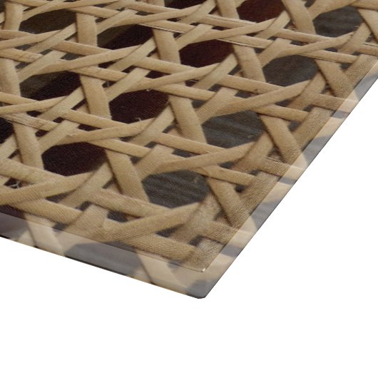 Open Weave Rattan Cane Glass Choping Board Snijplank (Hoek)
