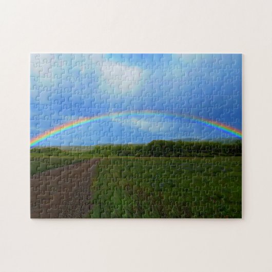Open weg door groene velden Alberta regenboog Legpuzzel (Horizontaal)