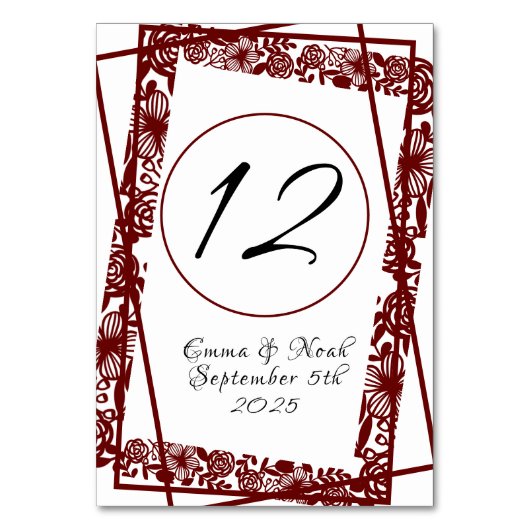 Open-werk Elegant Maroon Burgandy Kaart (Voorkant)