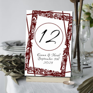 Open-werk Elegant Maroon Burgandy Kaart