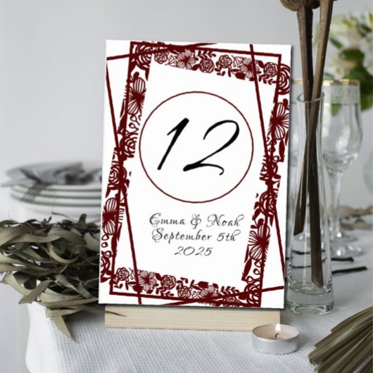 Open-werk Elegant Maroon Burgandy Kaart