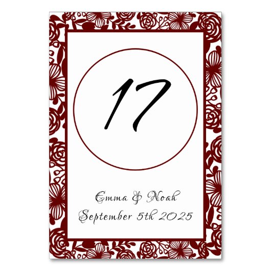 Open-werk Elegant Maroon Burgandy Kaart (Voorkant)