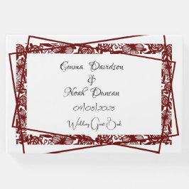 Open-werk Elegante Maroon-Bourgondische bruiloft Gastenboek