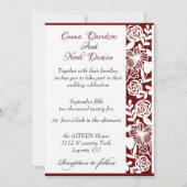 Open-werk Elegante Maroon bruiloft uitnodiging Kaa (Voorkant)