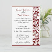 Open-werk Elegante Maroon bruiloft uitnodiging Kaa (Staand voorkant)