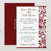 Open-werk Elegante Maroon bruiloft uitnodiging Kaa (Voorkant / Achterkant)