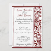 Open-werk Elegante Maroon bruiloft uitnodiging Kaa (Voorkant)