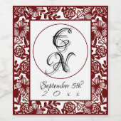 Open-werk Elegante Maroon Wijnfles Etiketten (Enkel label)