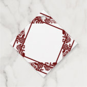 Open-werk monogram wit-bordeaux bruiloft bedankjes labels (Achterkant)