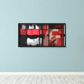 Open Werk over Open Red 19 Canvas Photomontage (Insitu (Houten vloer))