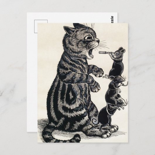 Open Wide van Louis Wain Briefkaart (Voorkant / Achterkant)