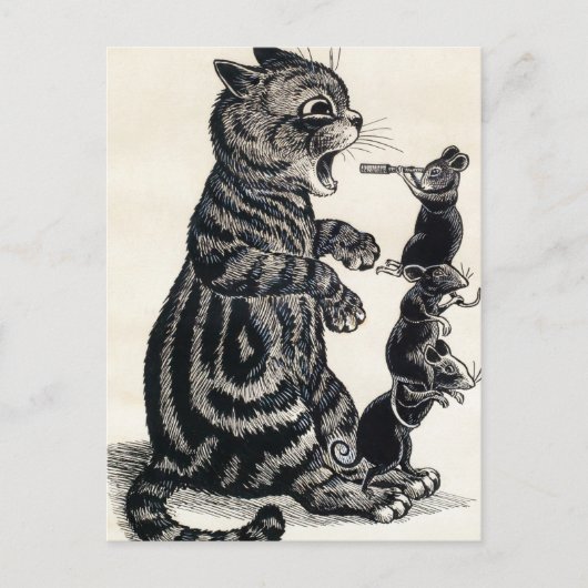 Open Wide van Louis Wain Briefkaart (Voorkant)