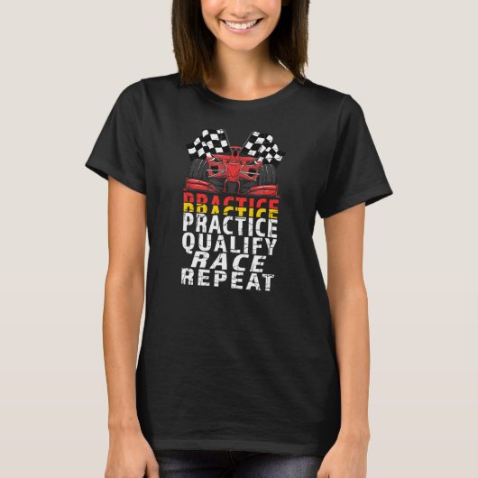 Open wiel Formule Racing Car Practice kwalificeert T-shirt (Voorkant)
