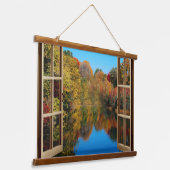 Open Window Autumn Lakeside Hangend Wandkleed (Gebogen)