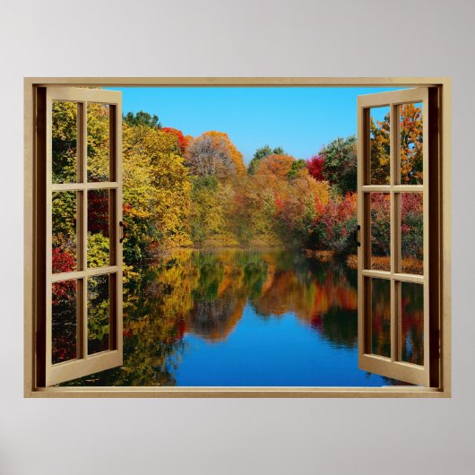Open Window Autumn Lakeside Poster (Voorkant)