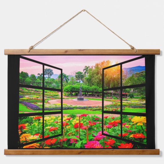 Open Window Garden Hanging Tapestry Hangend Wandkleed (Voorkant)
