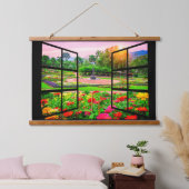 Open Window Garden Hanging Tapestry Hangend Wandkleed (Slaapkamer)