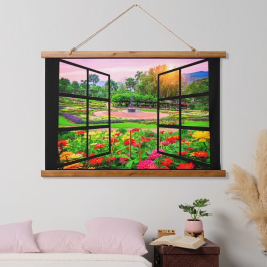 Open Window Garden Hanging Tapestry Hangend Wandkleed (Slaapkamer)