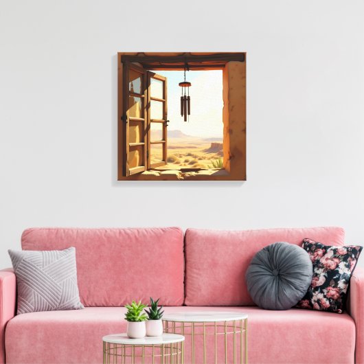 Open Window in the Desert Canvas Afdruk (Insitu (Woonkamer))