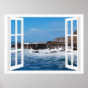 Open Windows Seaside Escape Poster